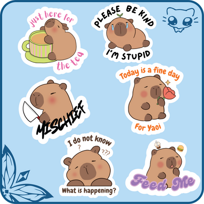 Goofy Capybara Stickers