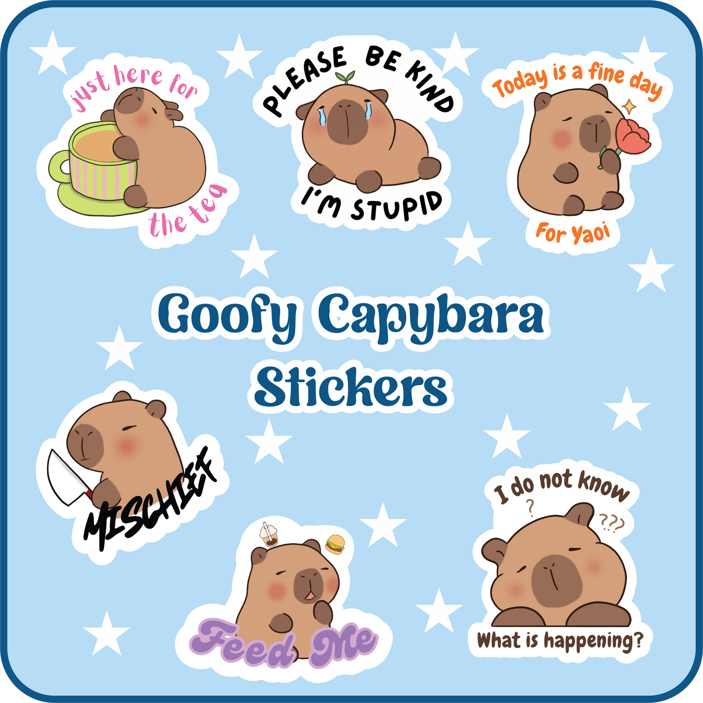 Goofy Capybara Stickers